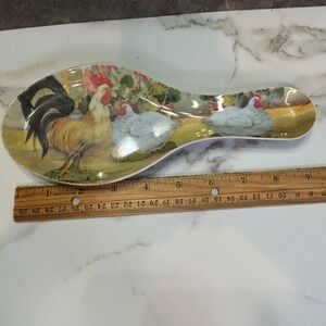 Melamine Rooster Spoon Rest Farmhouse Country Chicken Kitchen Utensil Holder